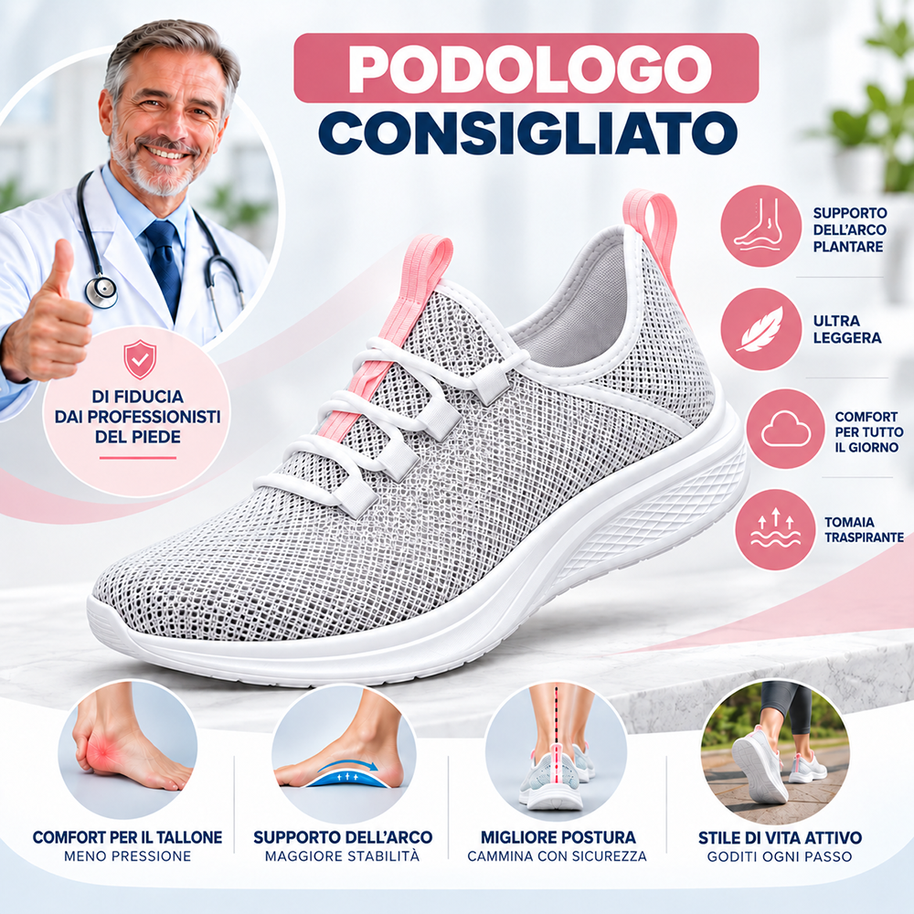 ULTIMO GIORNO: -80% – 👣 Sneakers ortopediche da donna senza lacci con supporto dell’arco plantare
