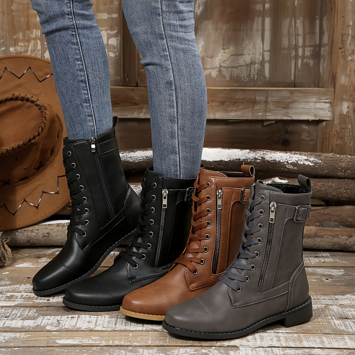 🔥 ULTIMO GIORNO: -80% – Stivali da donna in pelle con zip – Pianta larga, suola ammortizzata per alleviare il dolore