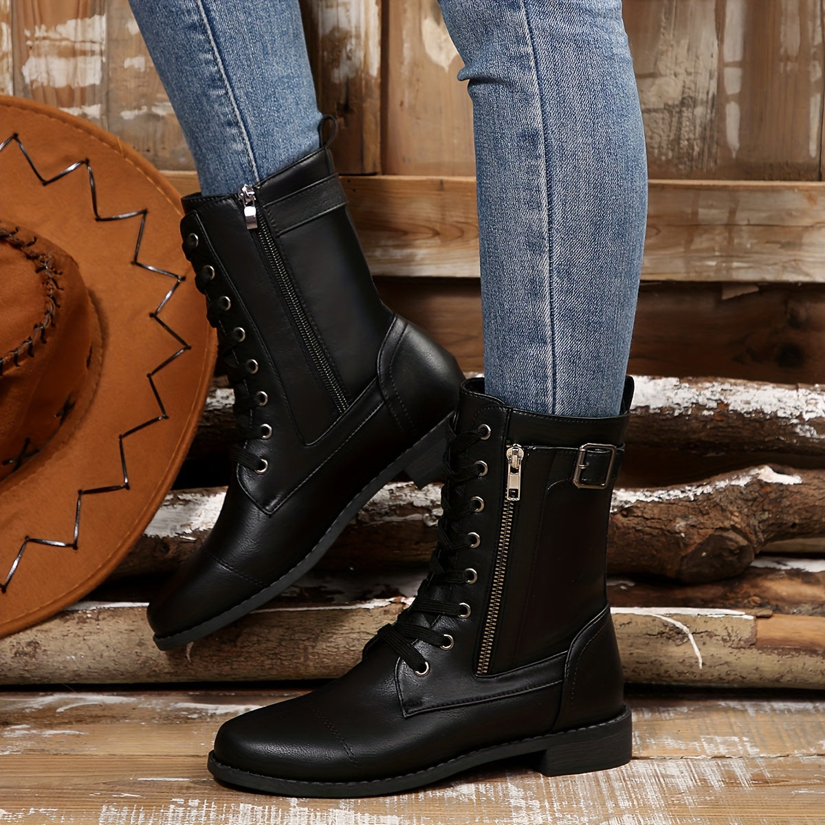 🔥 ULTIMO GIORNO: -80% – Stivali da donna in pelle con zip – Pianta larga, suola ammortizzata per alleviare il dolore