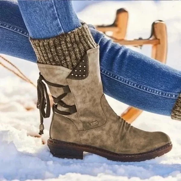 🔥 ULTIMO GIORNO – 80% DI SCONTO 🔥 Stivali invernali da donna con supporto ergonomico, fiocco decorativo e calda fodera in lana