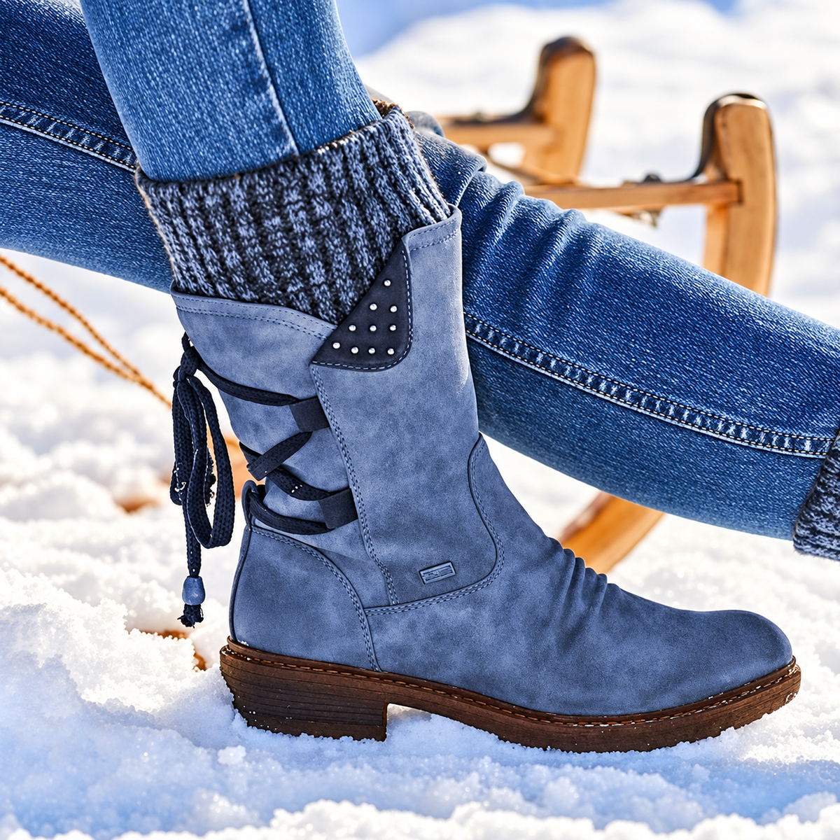 🔥 ULTIMO GIORNO – 80% DI SCONTO 🔥 Stivali invernali da donna con supporto ergonomico, fiocco decorativo e calda fodera in lana