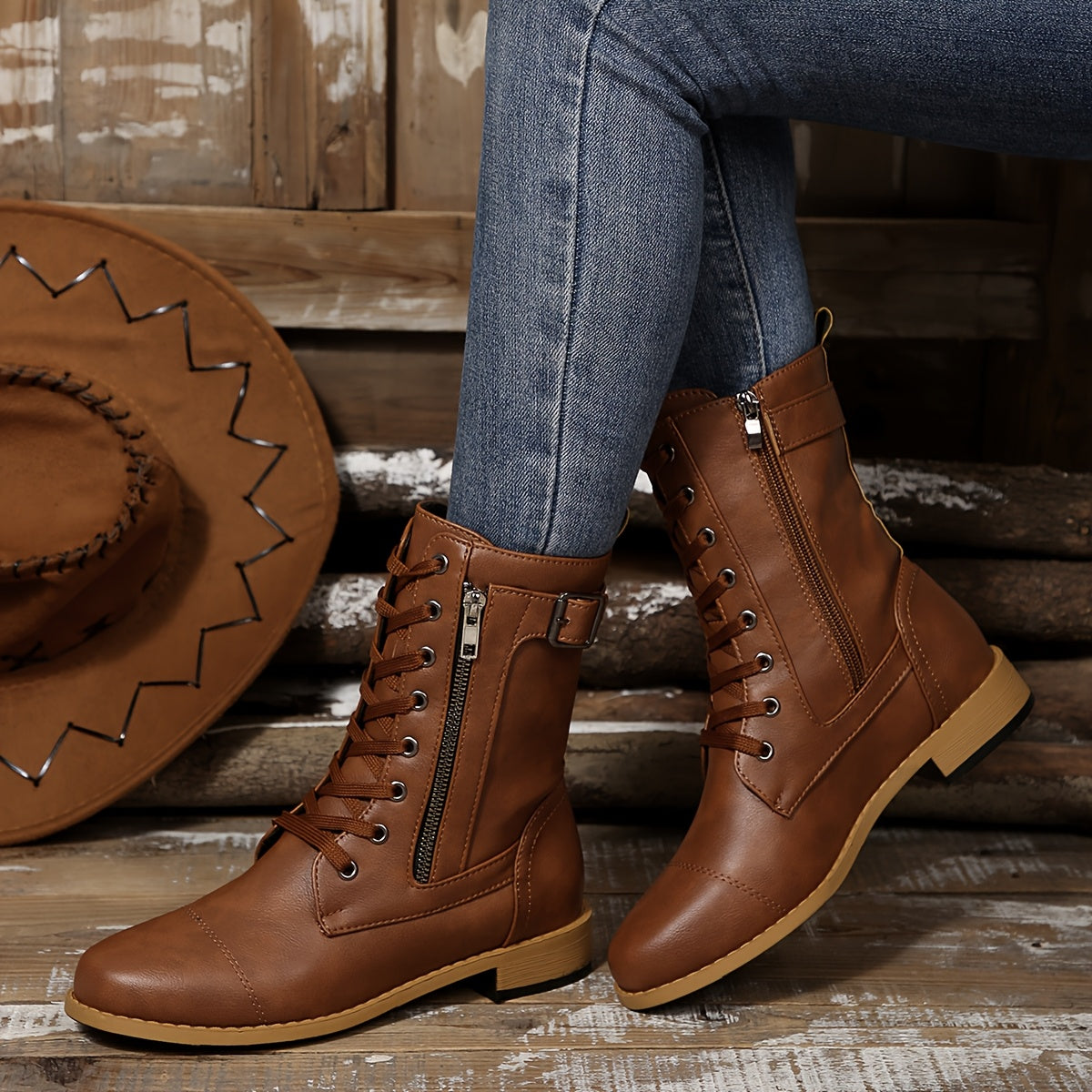🔥 ULTIMO GIORNO: -80% – Stivali da donna in pelle con zip – Pianta larga, suola ammortizzata per alleviare il dolore